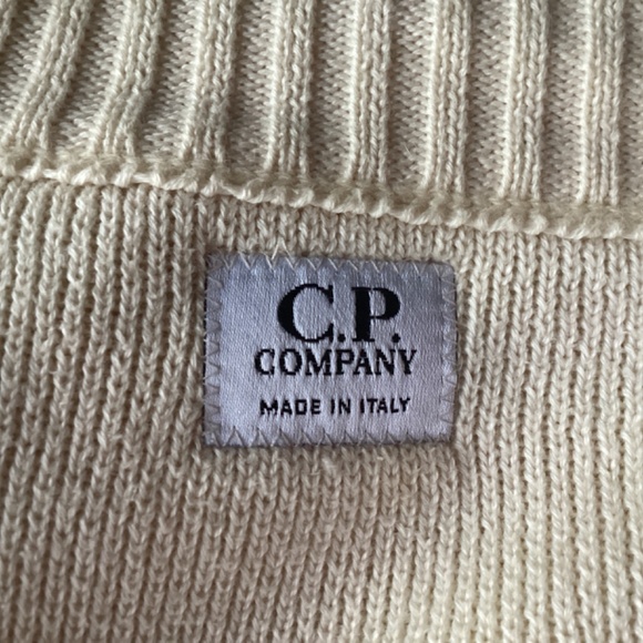 C.P. Company Zippered Cashmere Cardigan Jacket Men Cream L - Picture 6 of 8